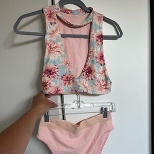 LAST CHANCE Frankie’s Bikinis Blue and Pink Floral Bikini